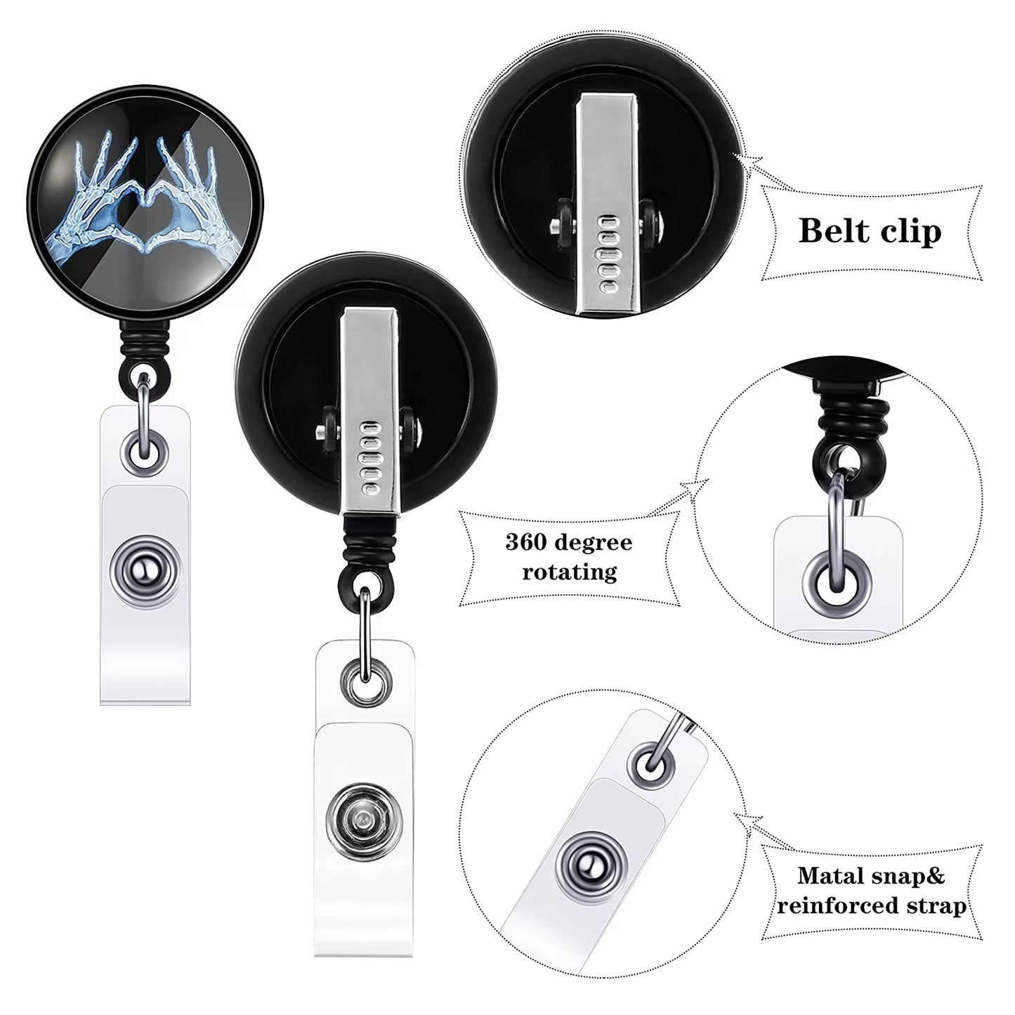 Creative Retractable X-Ray Badge Reel Radiology Badge Reel Holder Badge Reel Nurse Doctor Student Card Reel Clip Office Supplies